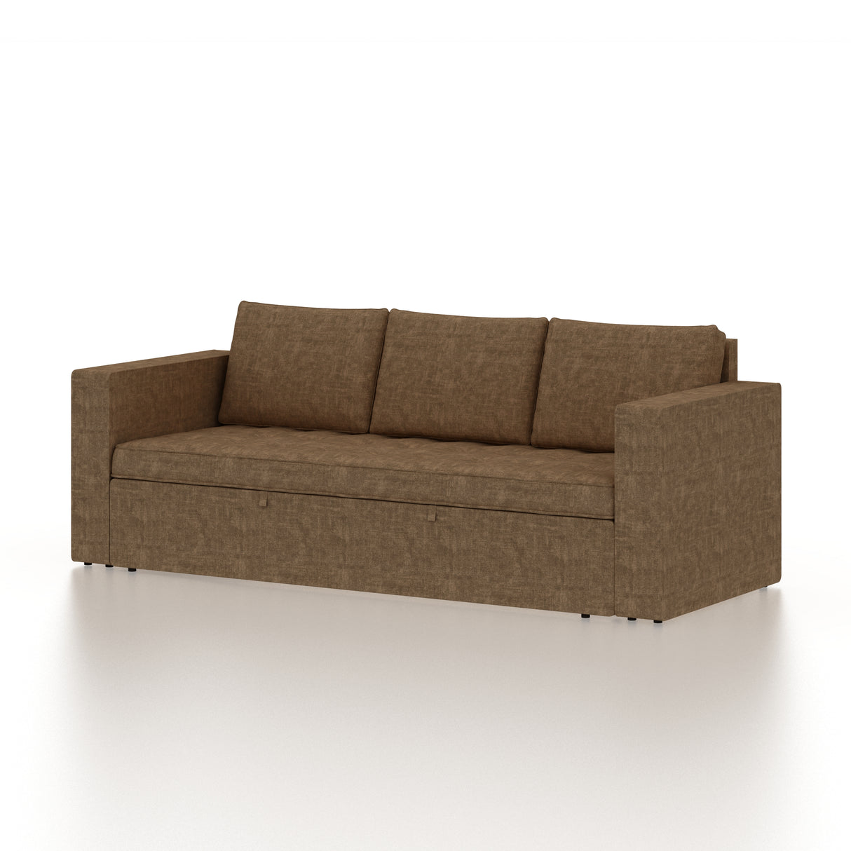 FABRIO Three Seater Upholstered Sofa Cum Bed Textured Suede - 12 Months Warranty -Suede Brown