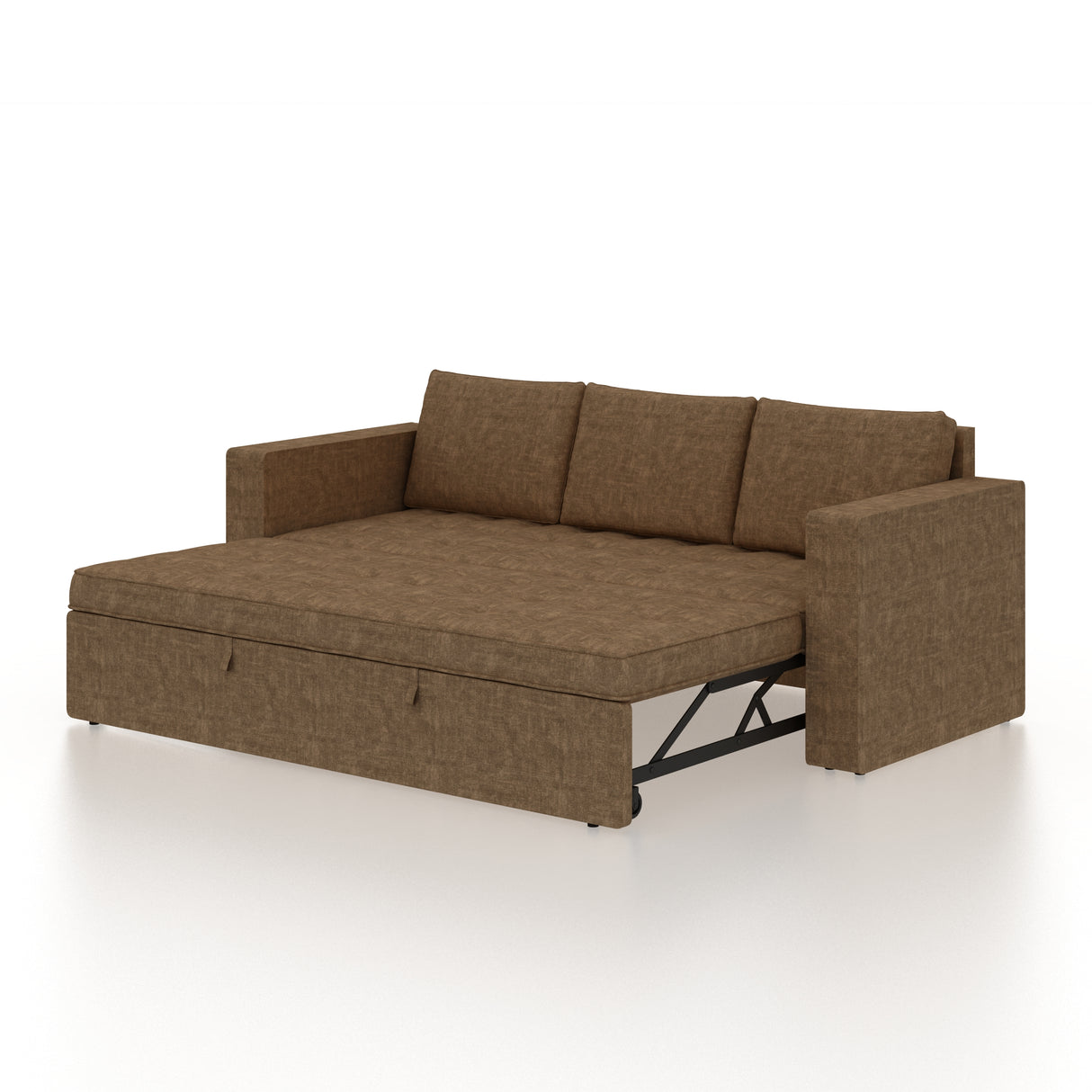 FABRIO Three Seater Upholstered Sofa Cum Bed Textured Suede - 12 Months Warranty -Suede Brown