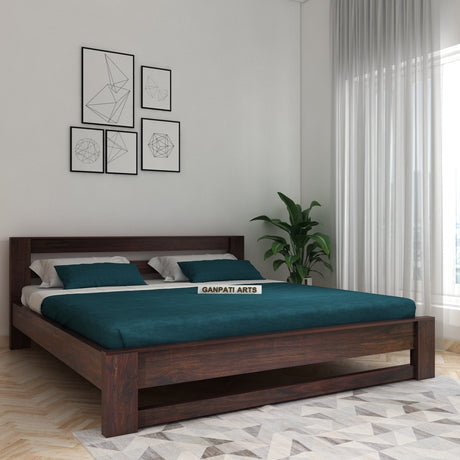 Foster Solid Sheesham Wood Bed Without Storage - 1 Year Warranty