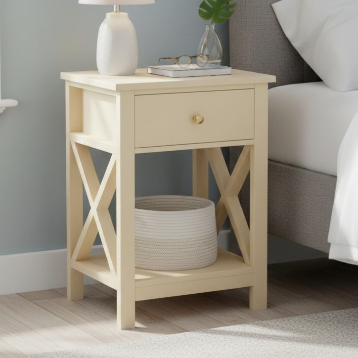 LUNA Solid Sheesham Wood Bedside Table - 3 Years Warranty (LUXE EDITION)