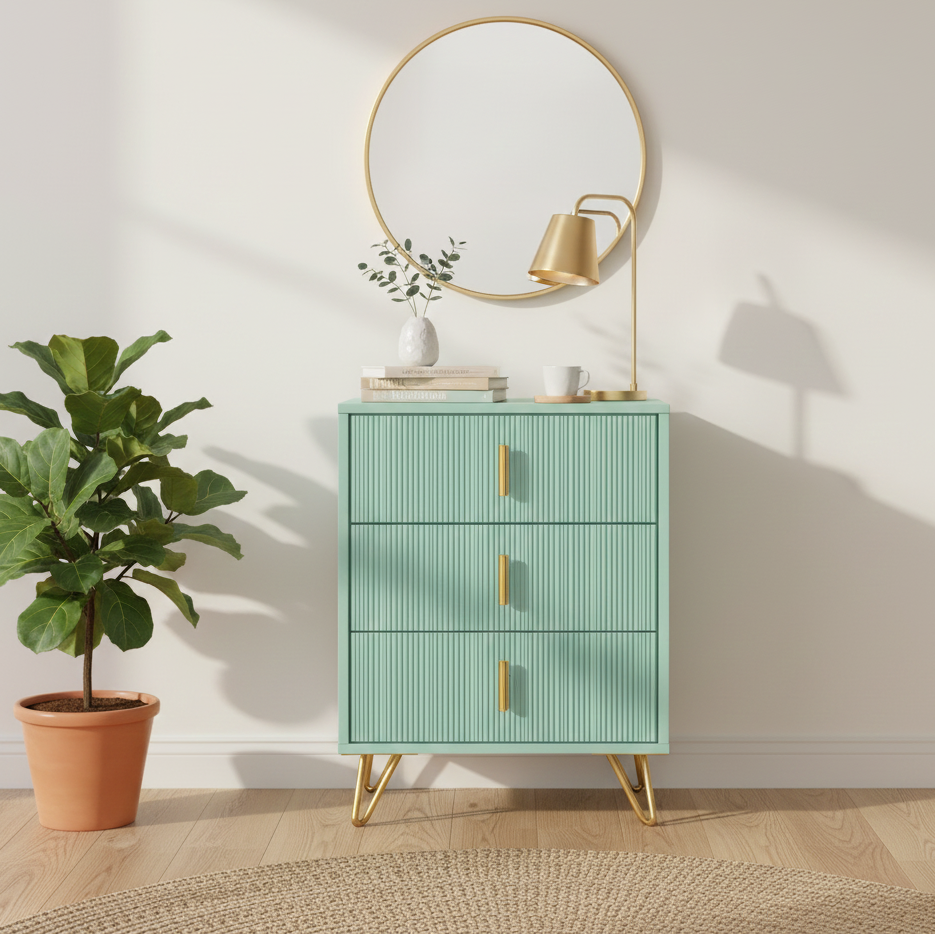 ROBERT Solid Sheesham Wood Bedside Table With 3 Drawers Storage - 3 Years Warranty (LUXE EDITION)