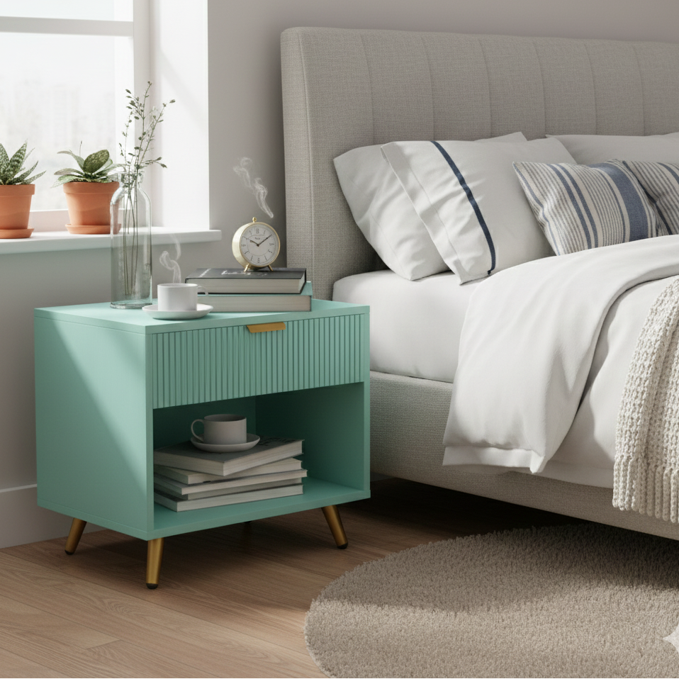 CHICAGO Solid Sheesham Wood Bedside Table - 3 Years Warranty (LUXE EDITION)