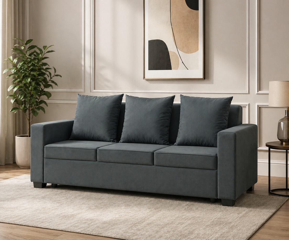 GOA Three Seater Upholstered Sofa Velvet - 12 Months Warranty - TAR