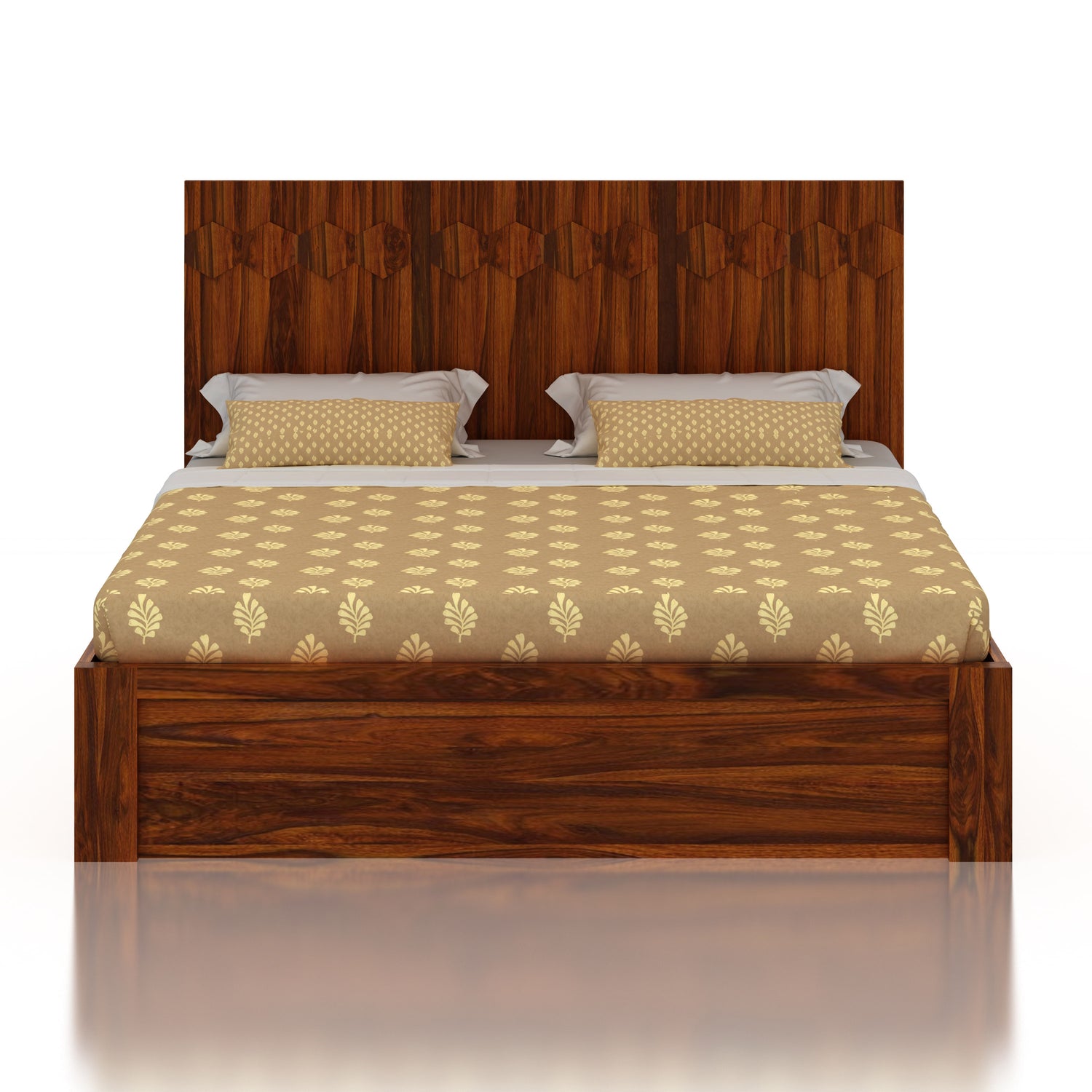 Hexa Solid Sheesham Wood Bed with Box Storage - 3 Years Warranty