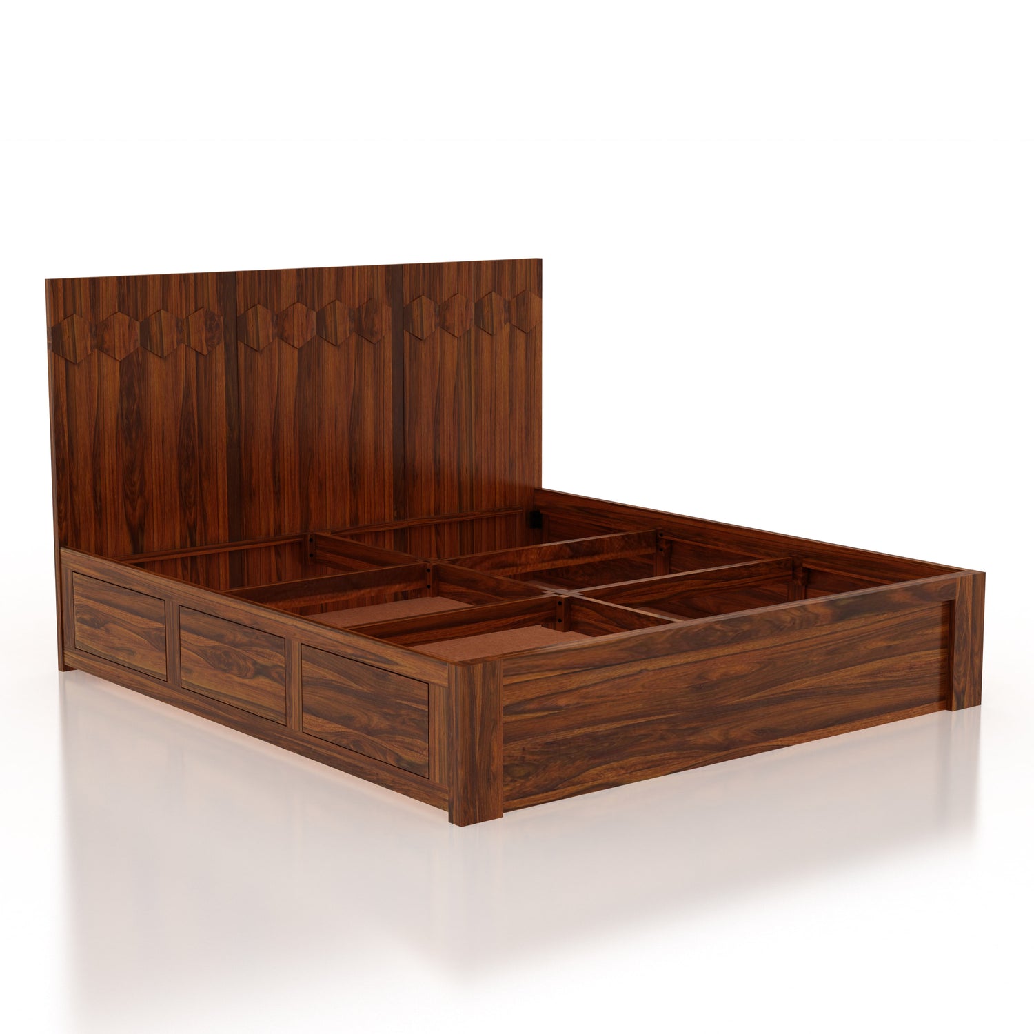 Hexa Solid Sheesham Wood Bed with Box Storage - 3 Years Warranty