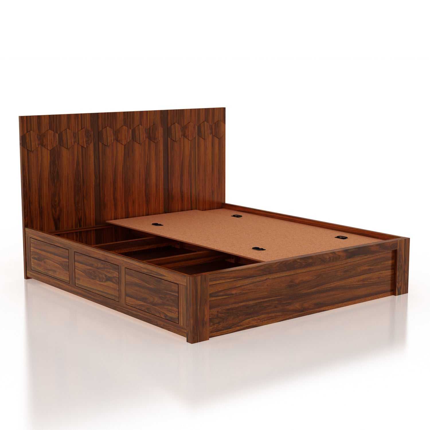 Hexa Solid Sheesham Wood Bed with Box Storage - 3 Years Warranty