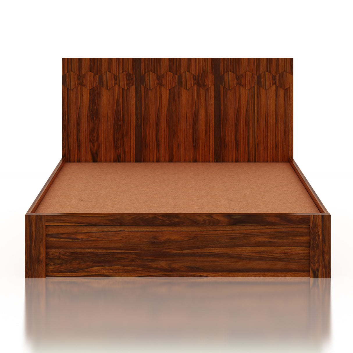 Hexa Solid Sheesham Wood Bed with Hydraulic Box Storage - 3 Years Warranty