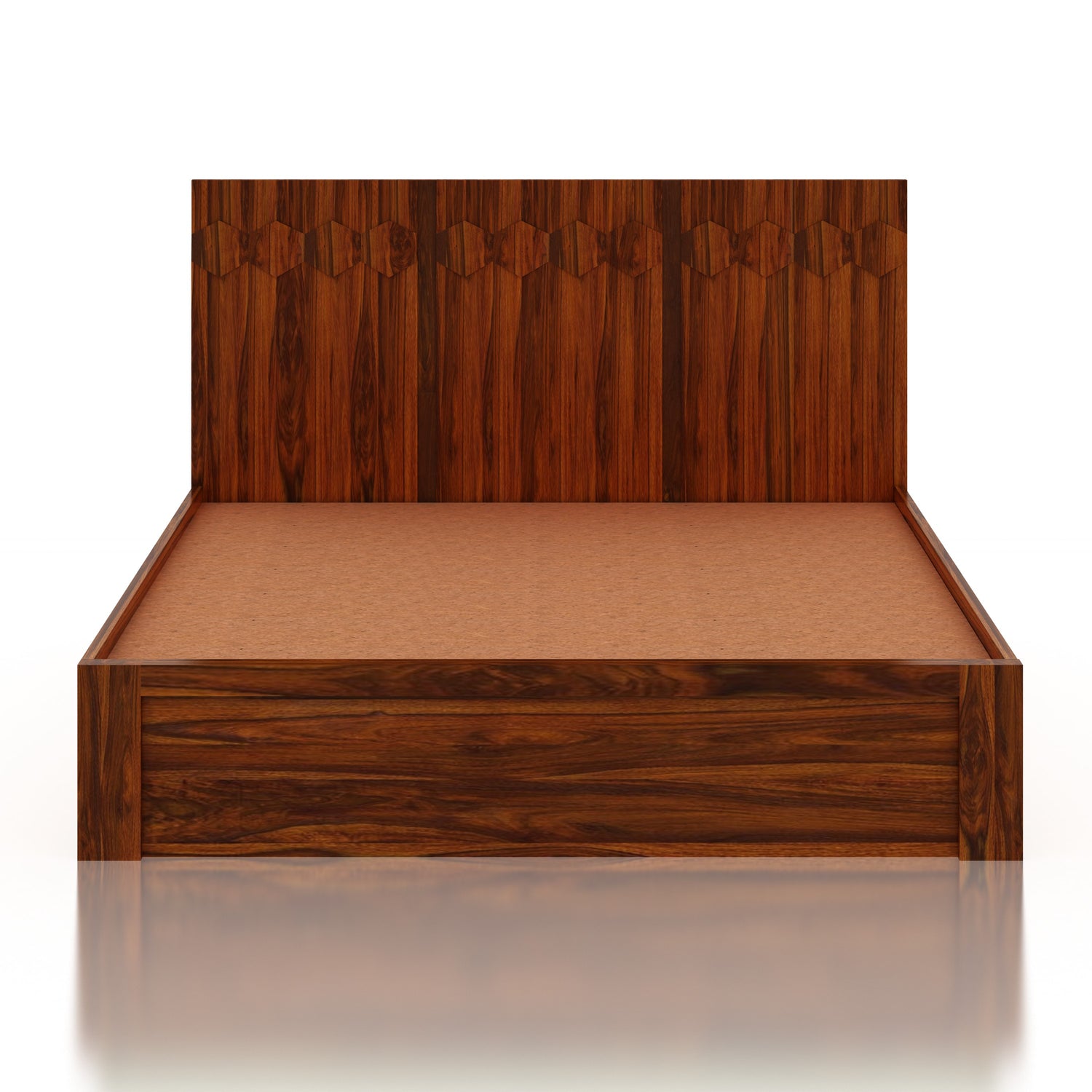 Hexa Solid Sheesham Wood Bed with Hydraulic Box Storage - 3 Years Warranty