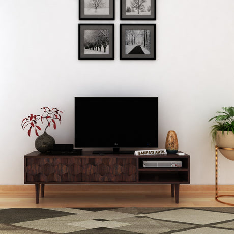 Hexa Solid Sheesham Wood TV Unit - 1 Year Warranty