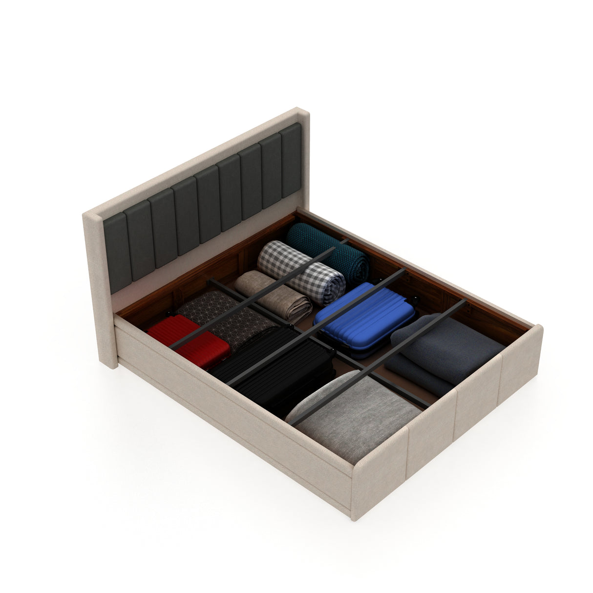 Hyness Upholstered Bed With Box Storage - 12 Months Warranty(LUXE EDITION)