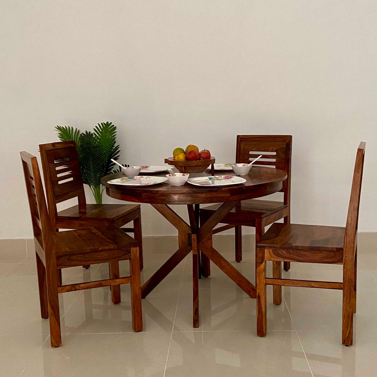 Cairo Oval Solid Sheesham Wood 4 Seater Dining Table Set - 3 Years Warranty