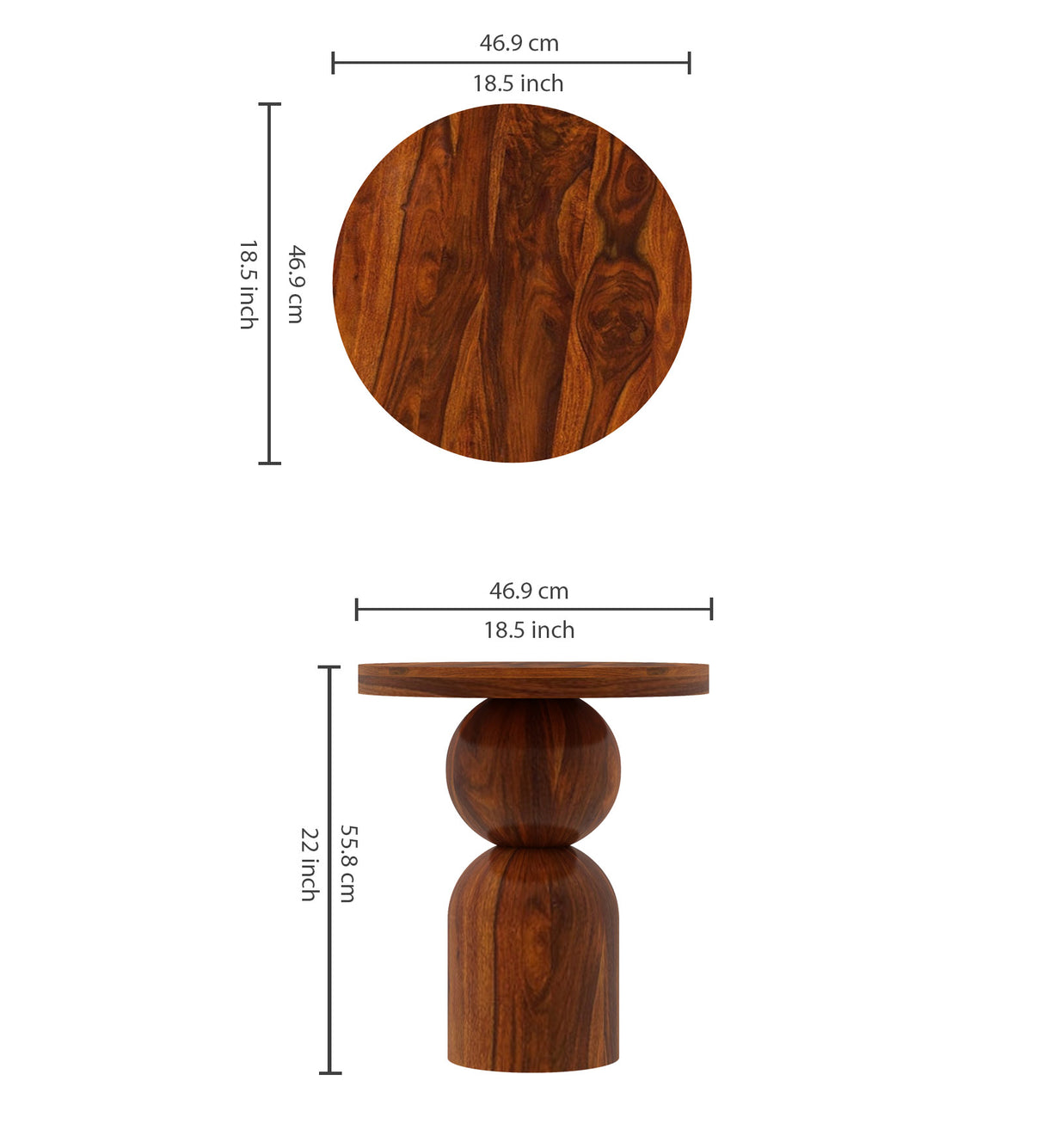Mars Solid Sheesham Wood End Table - 3 Years Warranty