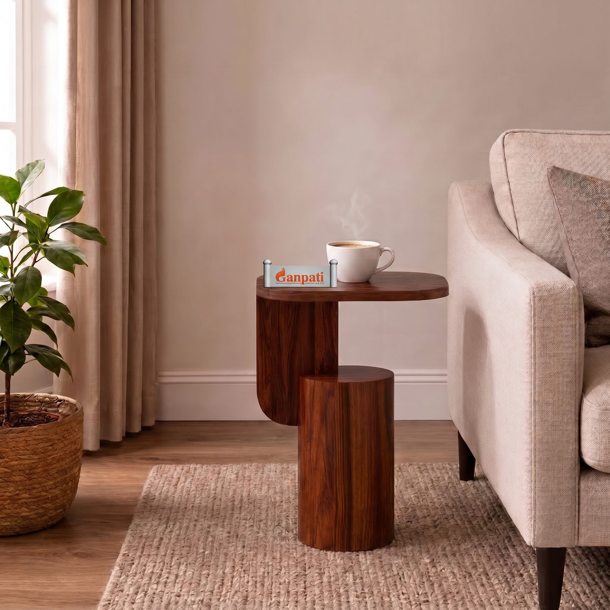 COCO Solid Sheesham Wood End Table - 3 Years Warranty