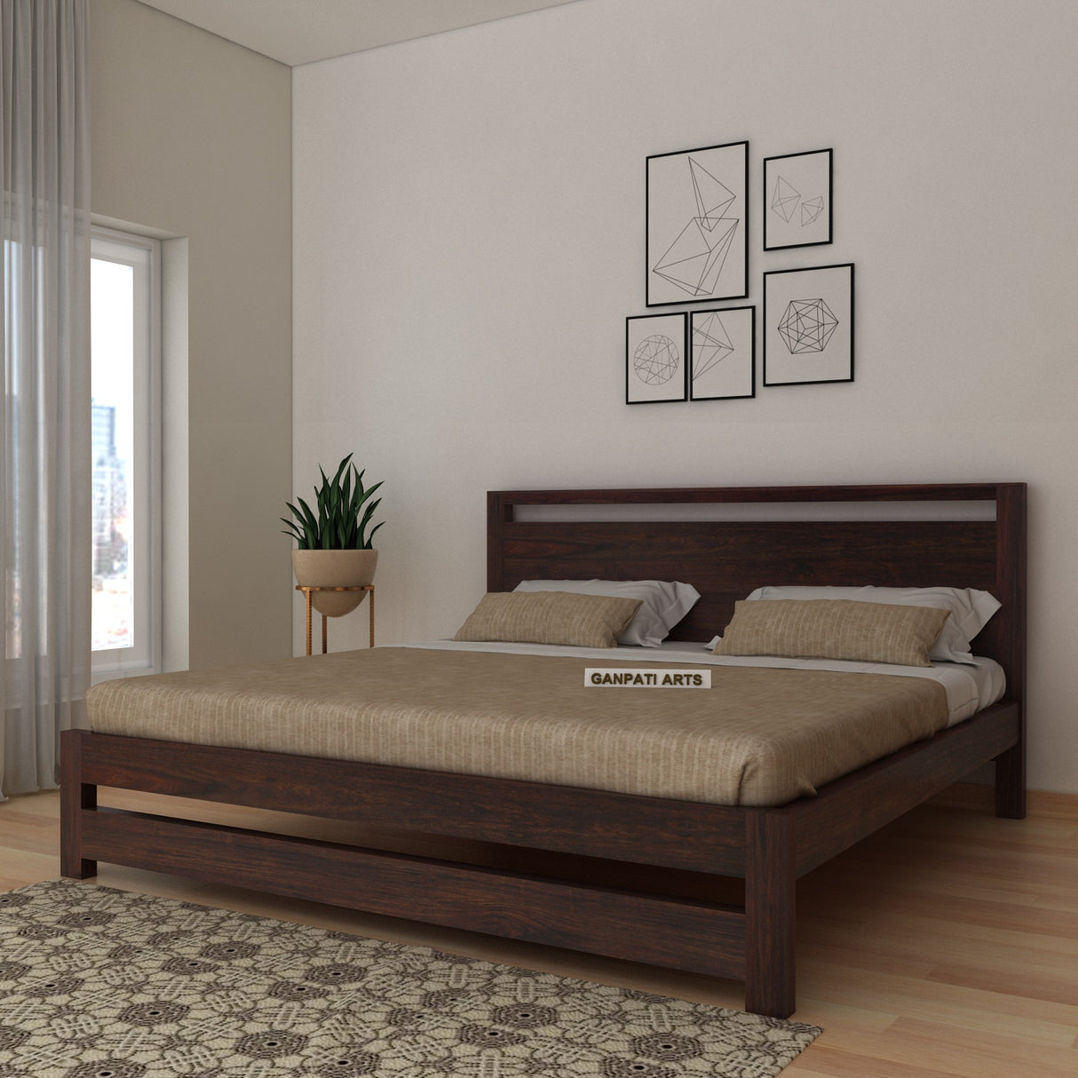 Jaipur Solid Wood Bed Without Storage - 3 Years Warranty