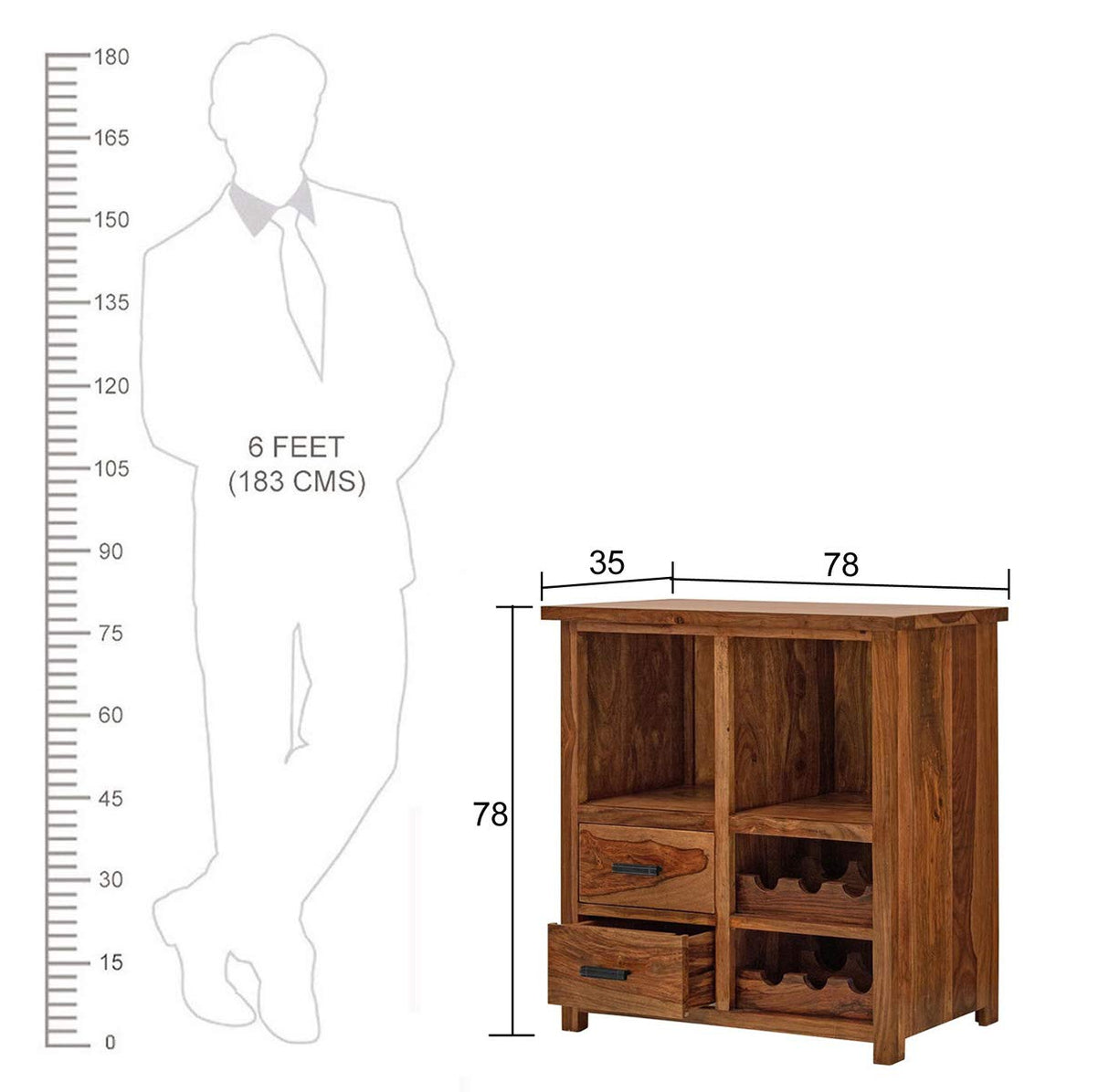 Jaipur Solid Sheesham Wood Wine Display Unit - 3 Years Warranty