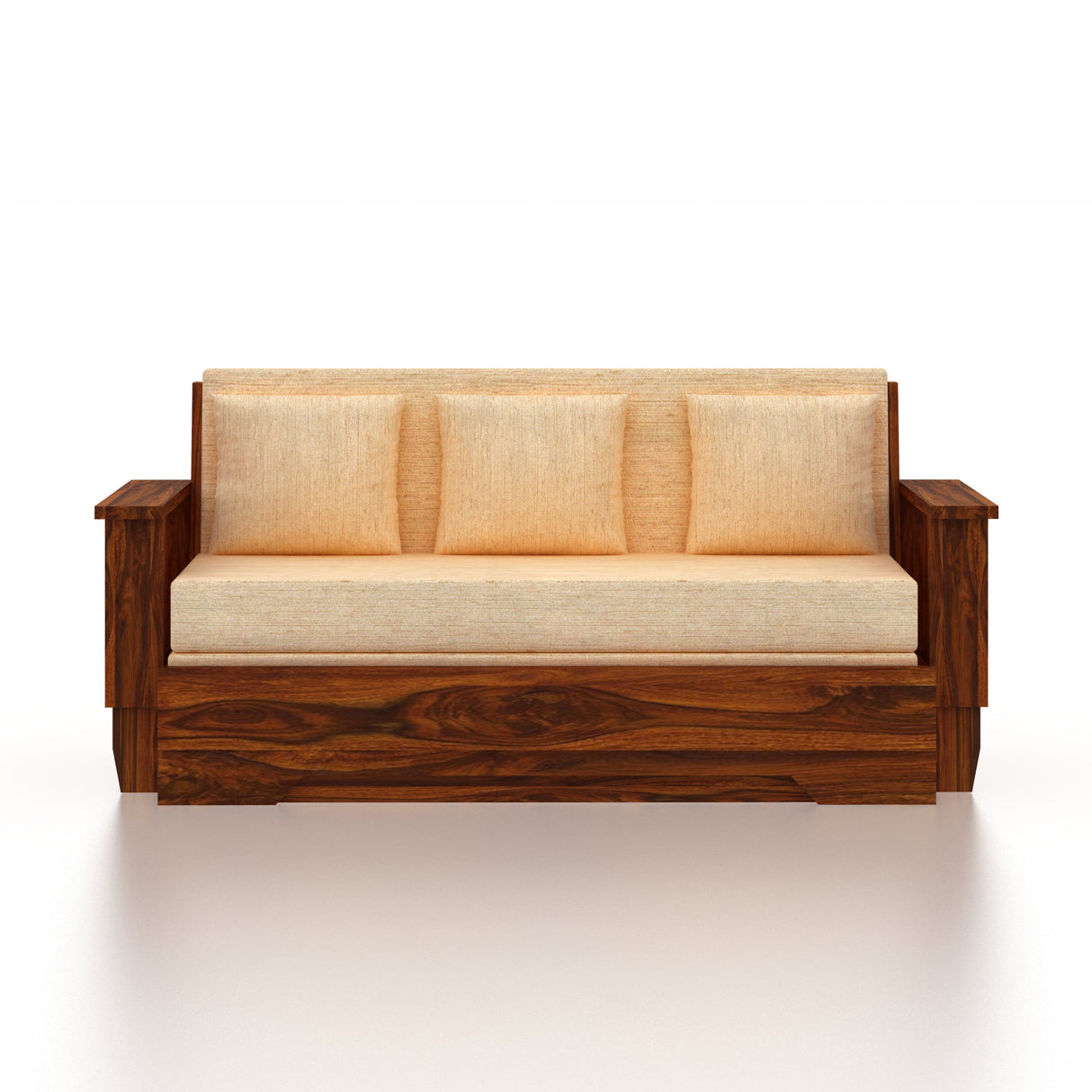 Maharaja Solid Sheesham Wood 3 Seater Sofa Cum Bed With Side Pockets - 3 Years Warranty