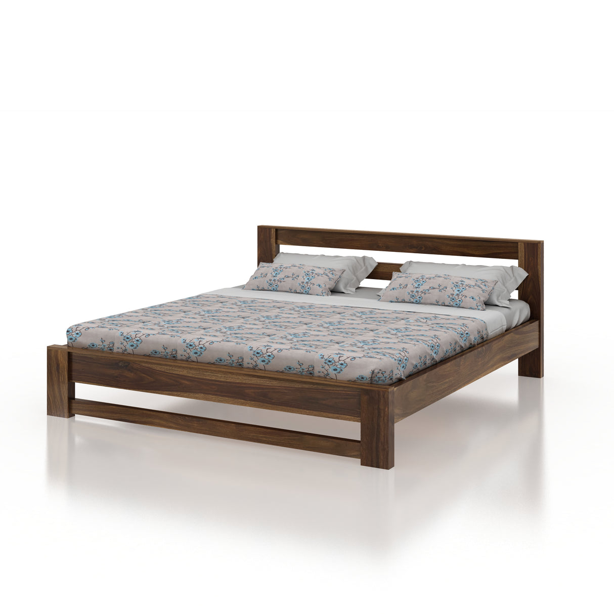 Foster Solid Sheesham Wood Bed Without Storage - 3 Years Warranty