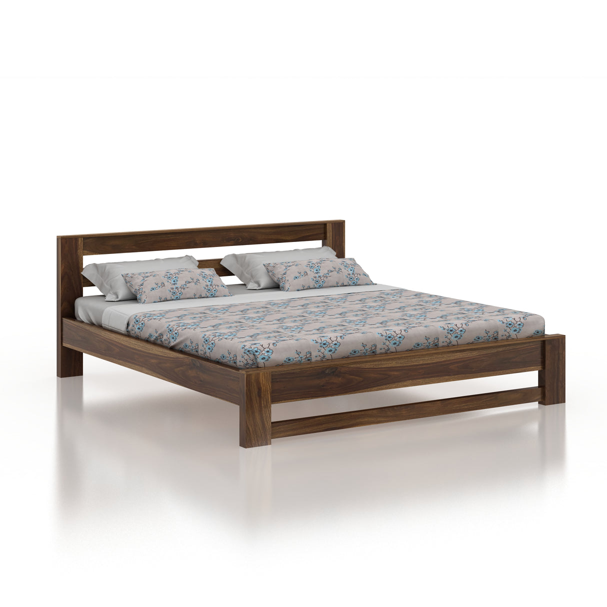 Foster Solid Sheesham Wood Bed Without Storage - 3 Years Warranty