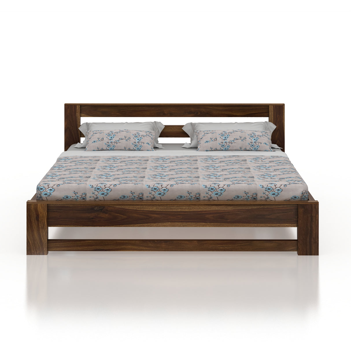 Foster Solid Sheesham Wood Bed Without Storage - 3 Years Warranty