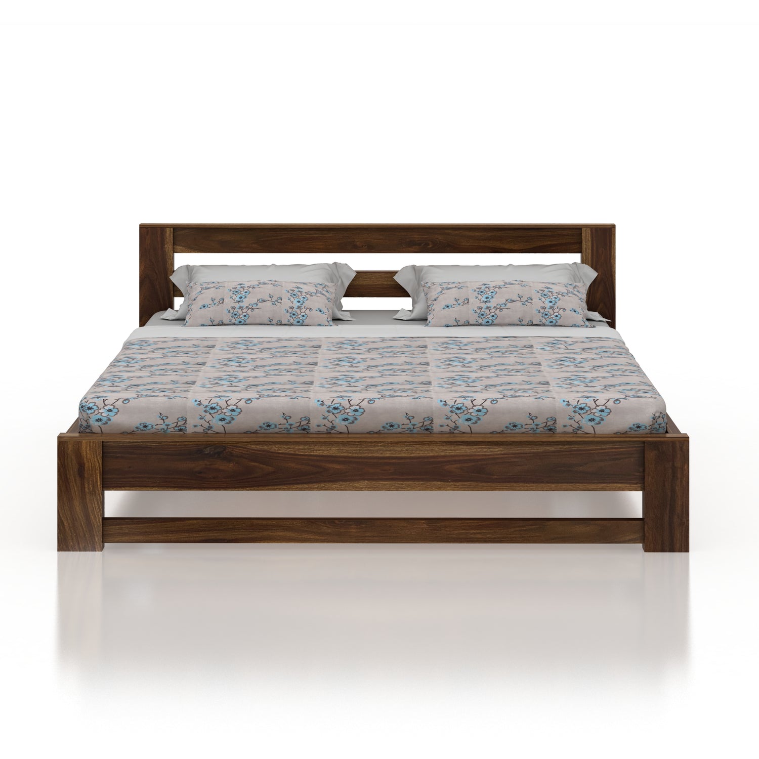 Foster Solid Sheesham Wood Bed Without Storage - 3 Years Warranty