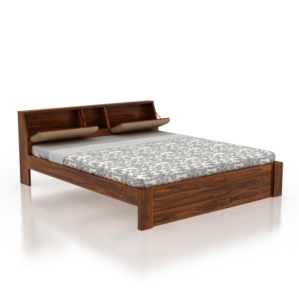 Mayor Solid Sheesham Wood Bed Without Storage - 3 Years Warranty
