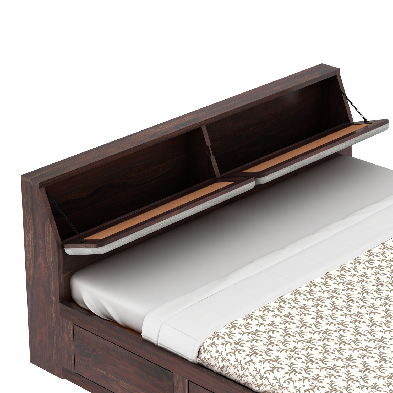 Victoria Solid Sheesham Wood Bed With Box Storage - 3 years Warranty