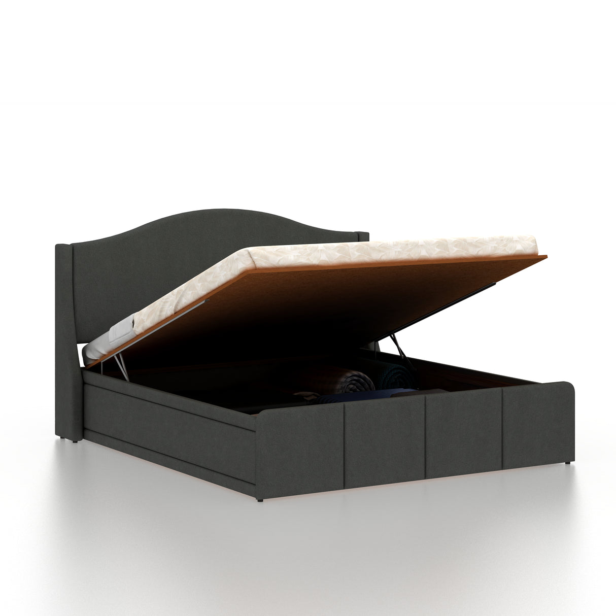 Maron Upholstered Bed With Hydraulic Box Storage - 12 Months Warranty(LUXE EDITION)