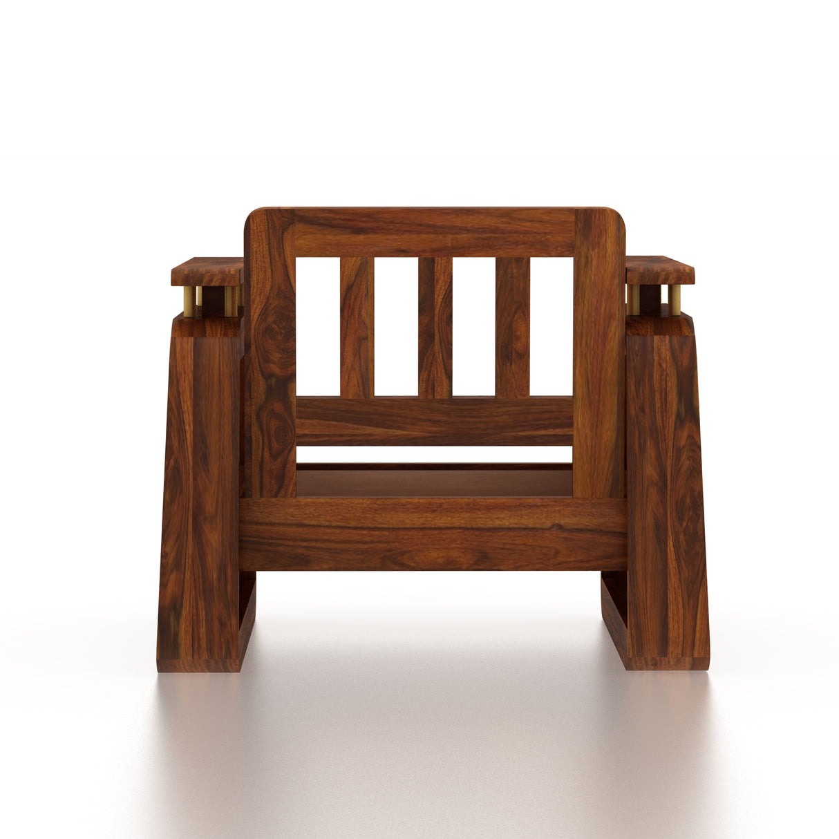 Edin Solid Sheesham Wood Single Seater Sofa With Cane & Brass Detailing - 3 Year Warranty (LUXE EDITION)