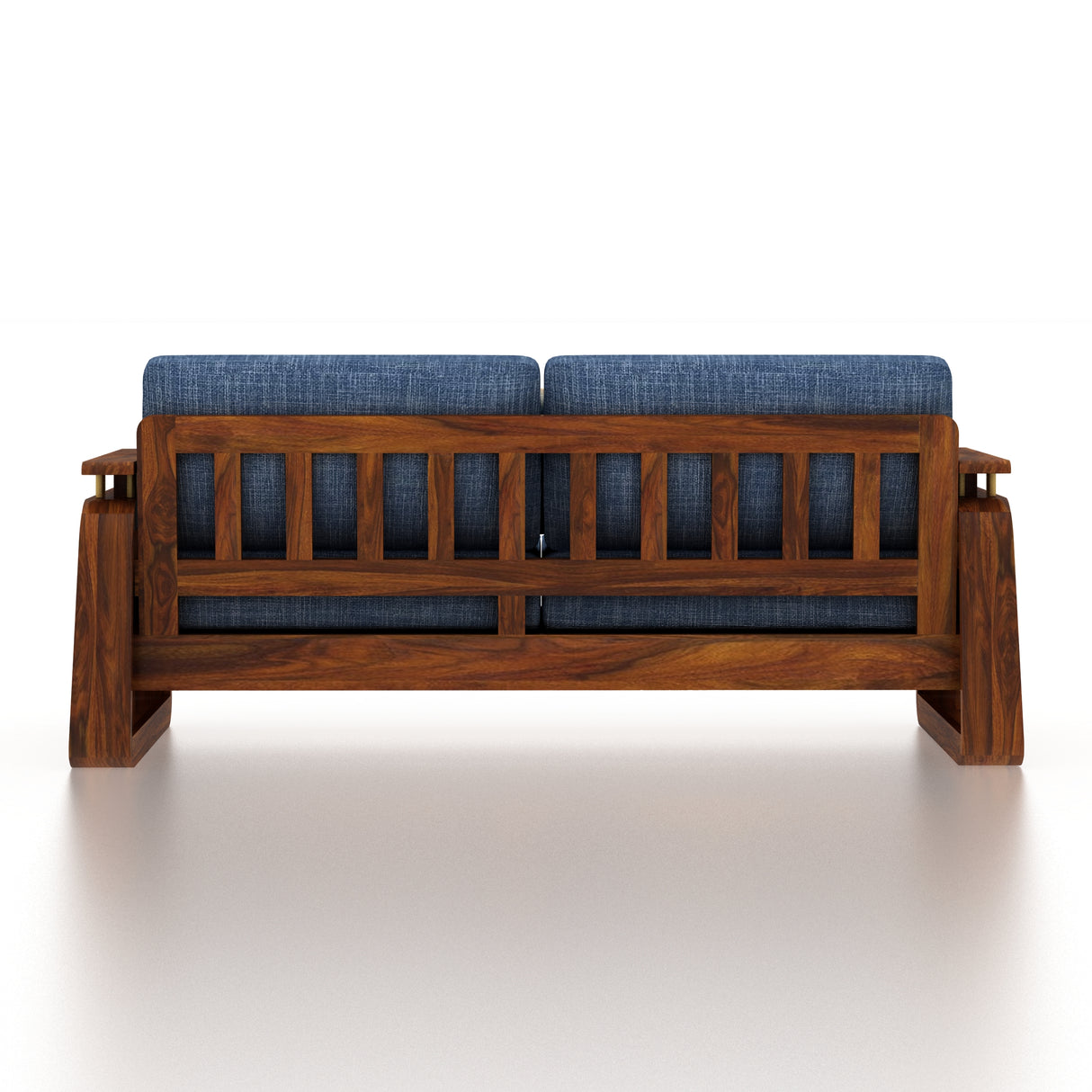 Edin Solid Sheesham Wood 3 Seater Sofa With Cane & Brass Detailing - 3 Year Warranty (LUXE EDITION)