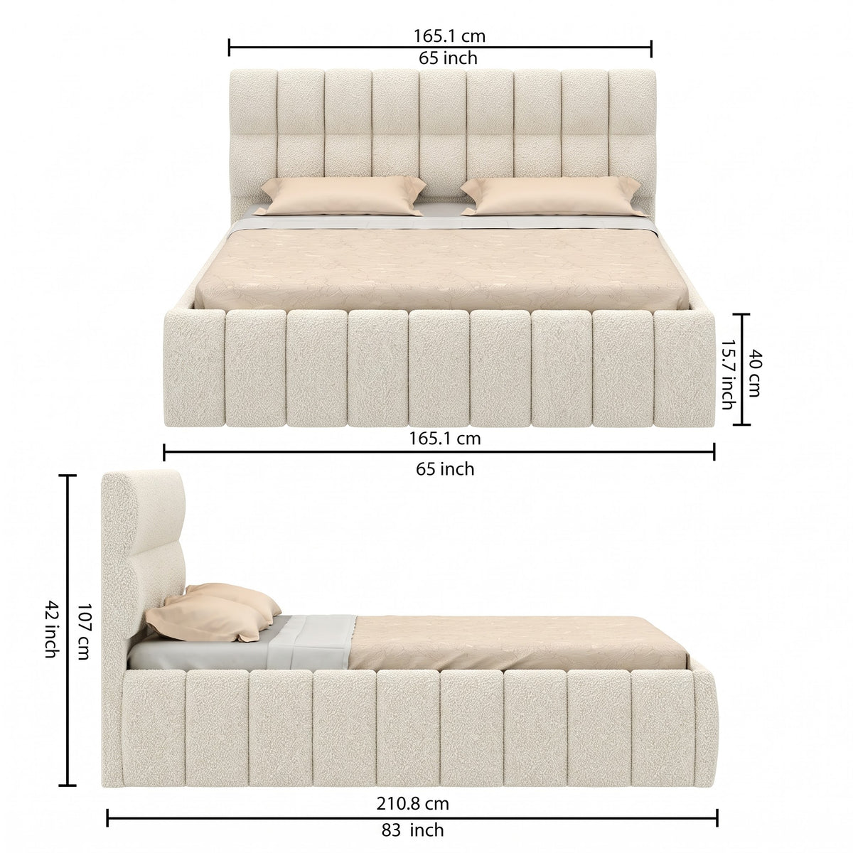 ROSKY Upholstered Bed With Box Storage - 12 Months Warranty(LUXE EDITION)