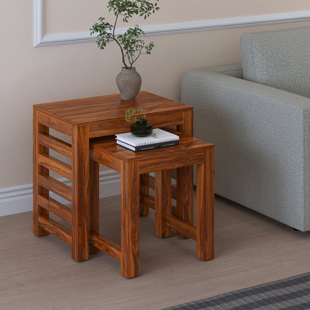 Cairo Solid Sheesham Wood Nesting Stools - 3 Years Warranty