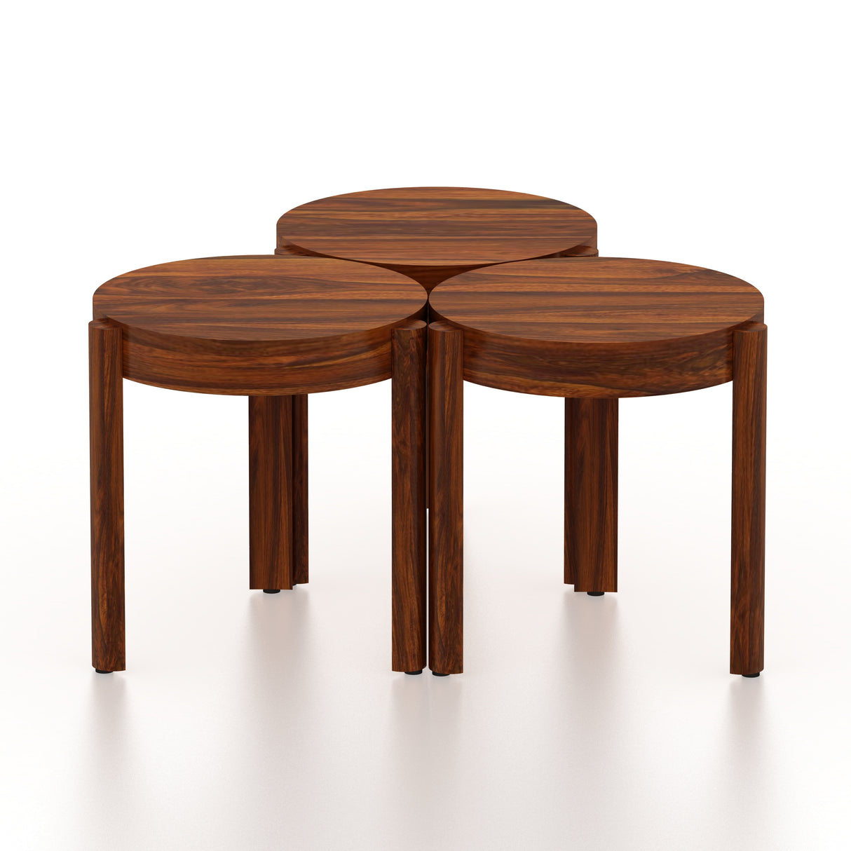 Round Solid Sheesham Wood Nesting Stools - 3 Years Warranty