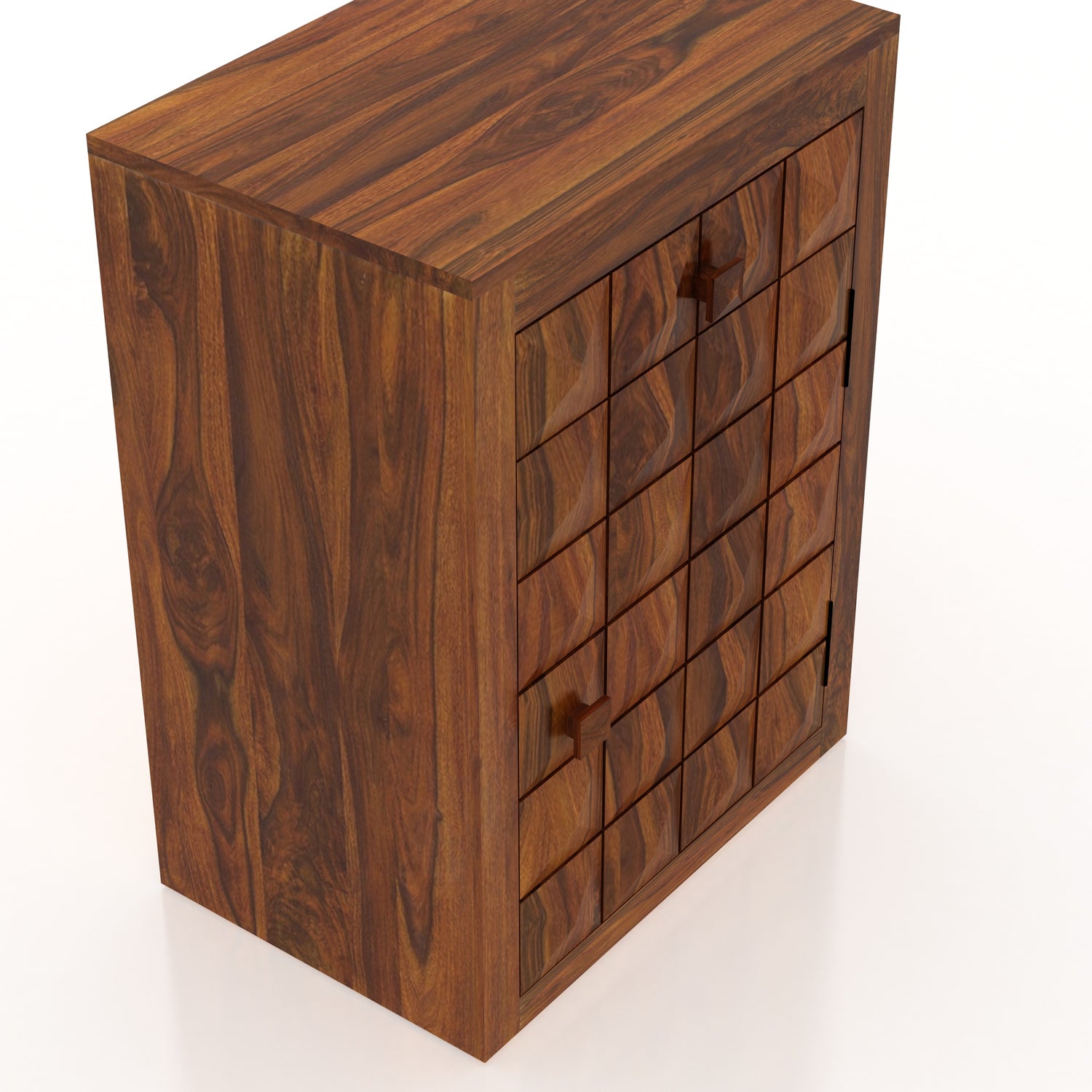 Oslo Solid Sheesham Wood Bedside With Drawer and Door Storage - 3 Years Warranty