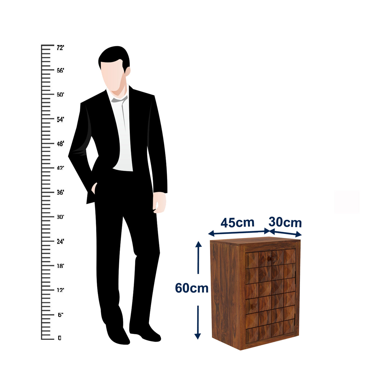 Oslo Solid Sheesham Wood Bedside With Drawer and Door Storage - 3 Years Warranty