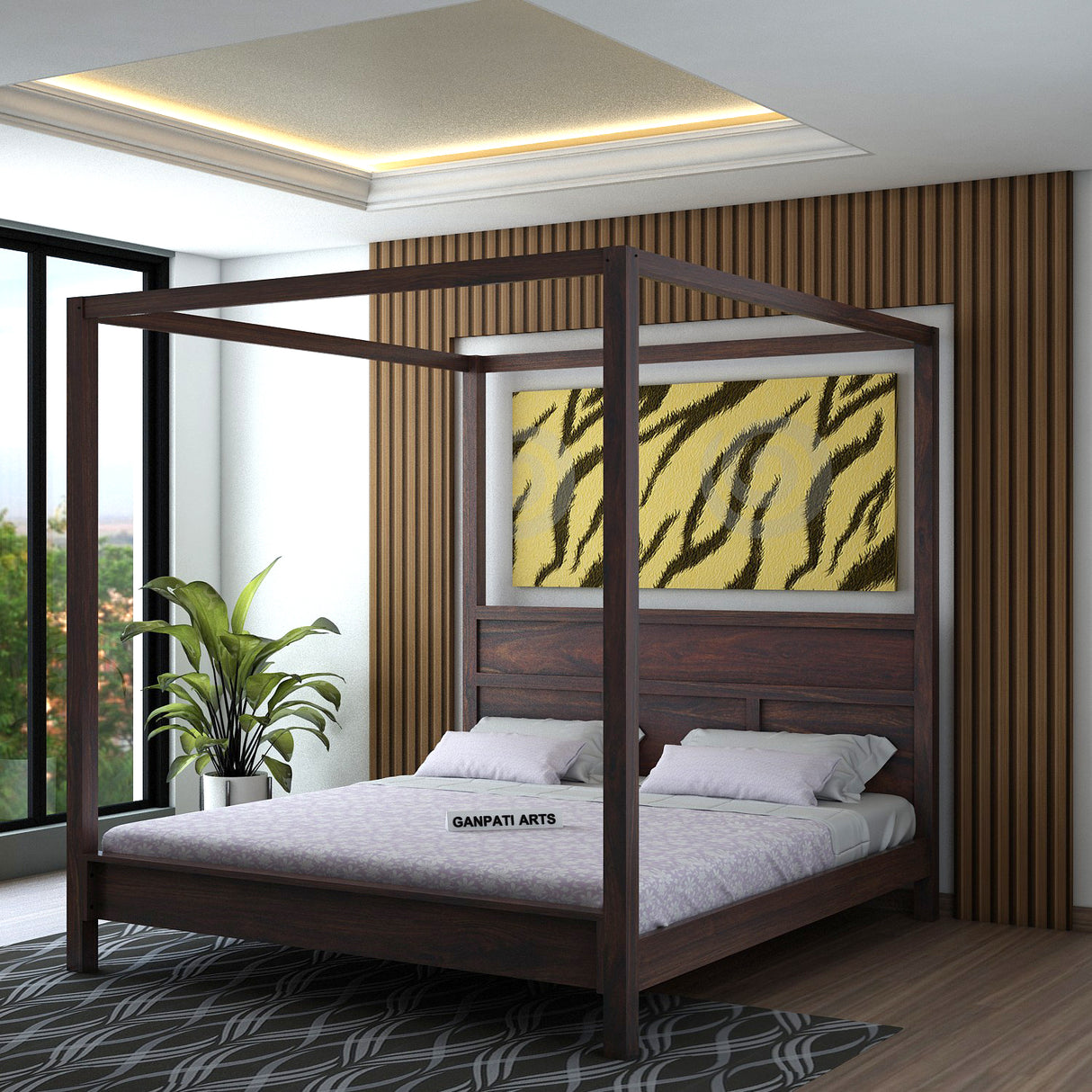 Rayon Grand Poster Solid Sheesham Wood Bed - 3 Years Warranty