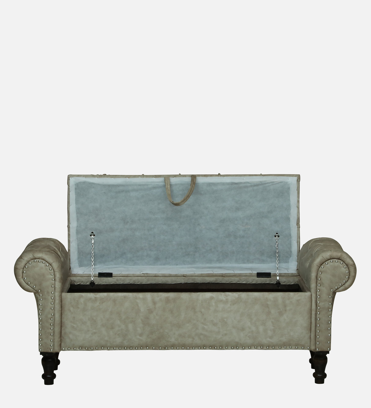 FABRIO Upholstered Ottoman Bench With Storage - 12 Months Warranty(Beige Suede)