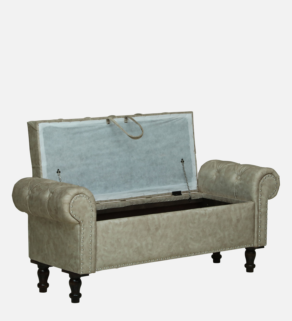 FABRIO Upholstered Ottoman Bench With Storage - 12 Months Warranty(Beige Suede)