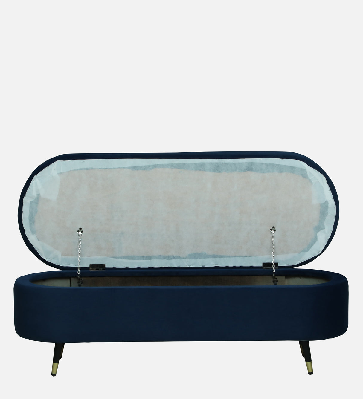 RYKER Upholstered Ottoman Bench With Storage - 12 Months Warranty(Navy Blue)