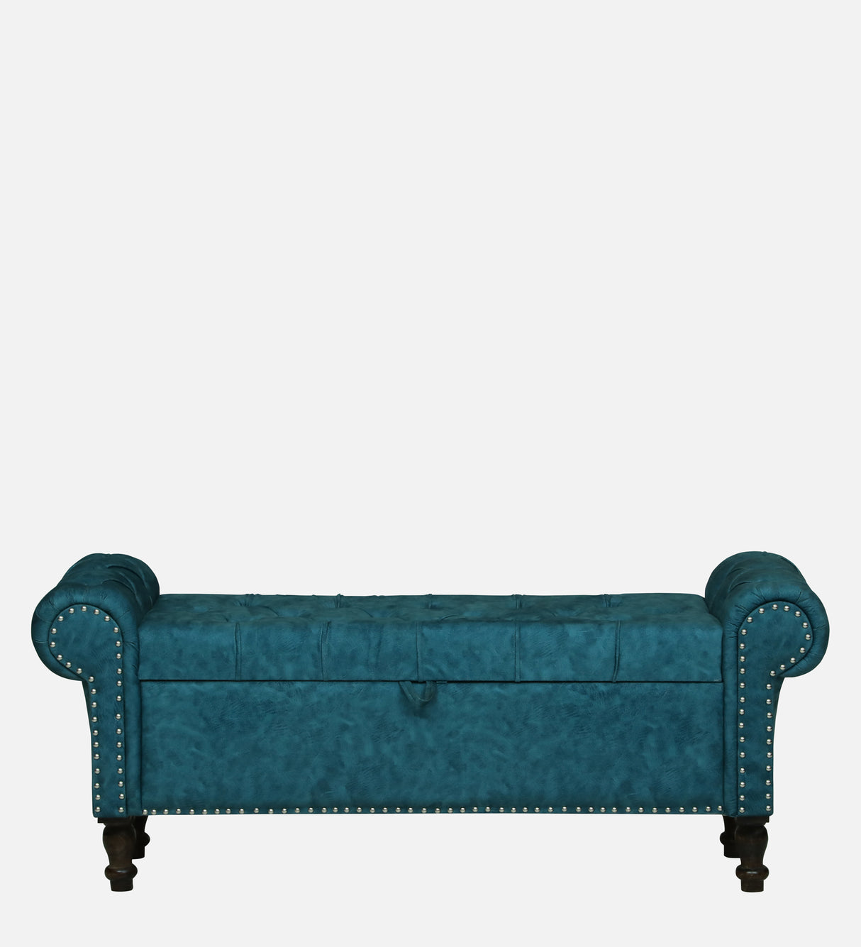 FABRIO Upholstered Ottoman Bench With Storage - 12 Months Warranty(Blue Suede)
