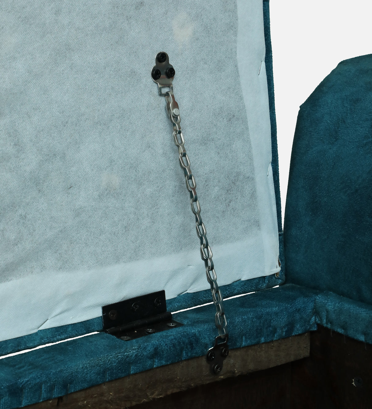 FABRIO Upholstered Ottoman Bench With Storage - 12 Months Warranty(Blue Suede)