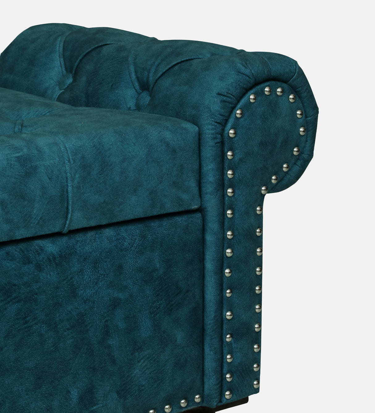 FABRIO Upholstered Ottoman Bench With Storage - 12 Months Warranty(Blue Suede)