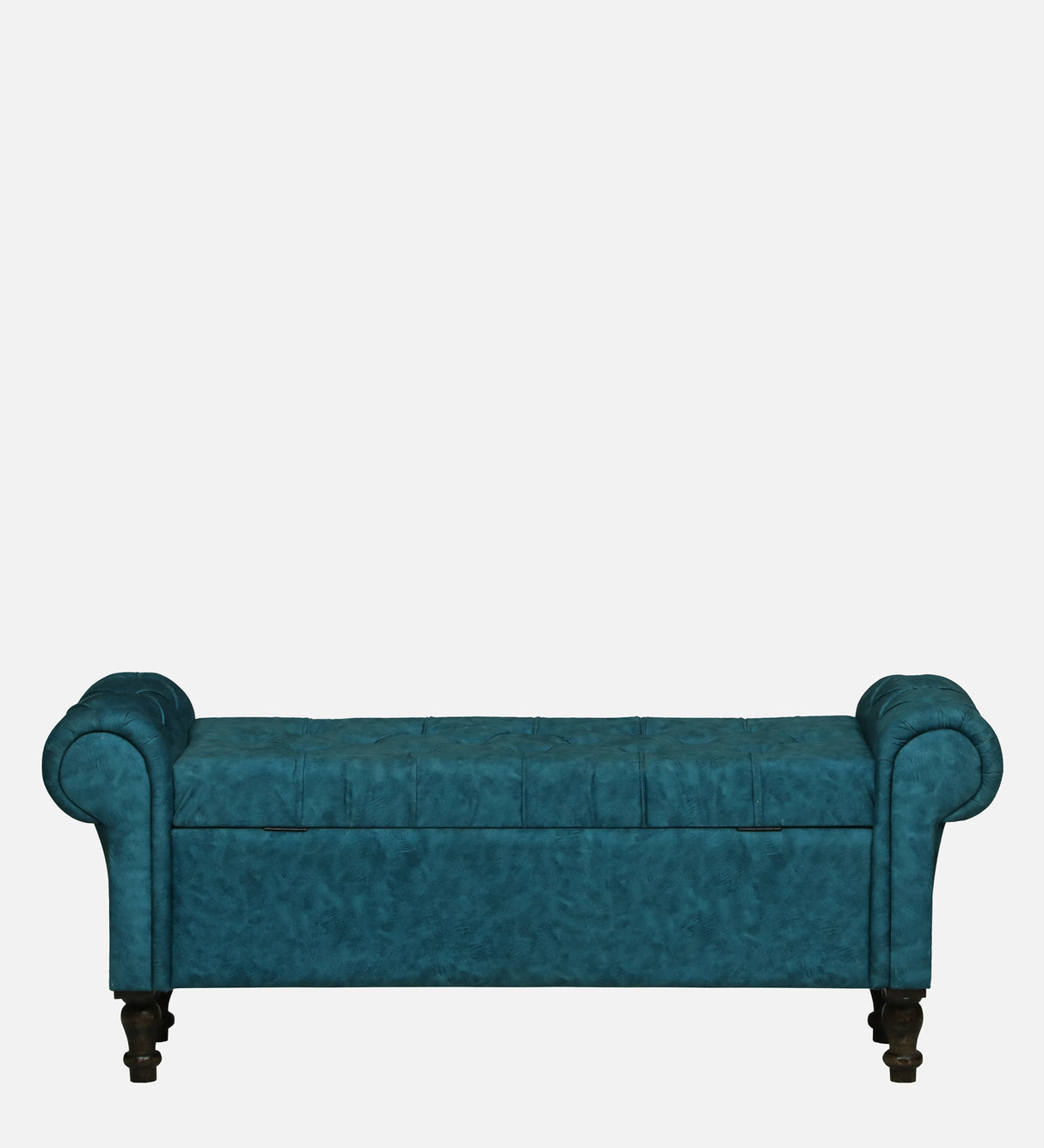 FABRIO Upholstered Ottoman Bench With Storage - 12 Months Warranty(Blue Suede)