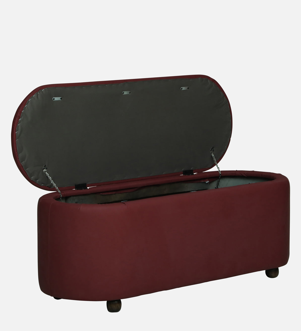 ROMAN Upholstered Ottoman Bench With Storage - 12 Months Warranty(Wine)
