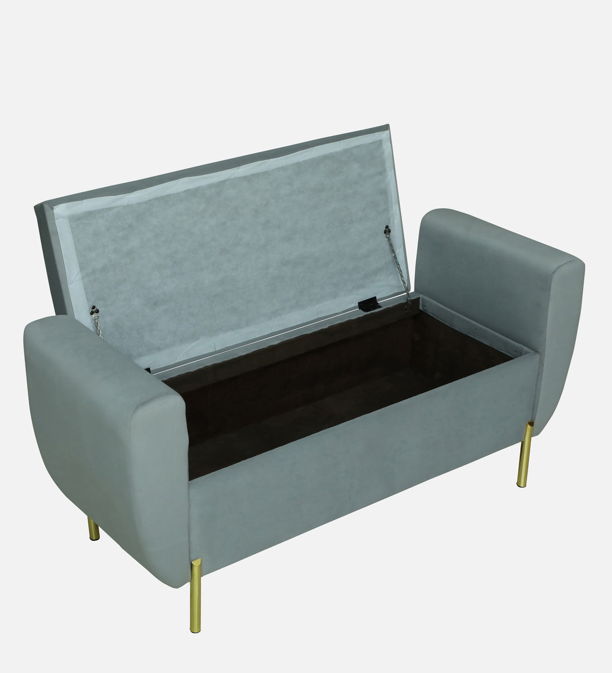 ELLEY Upholstered Ottoman Bench With Storage - 12 Months Warranty(Grey)