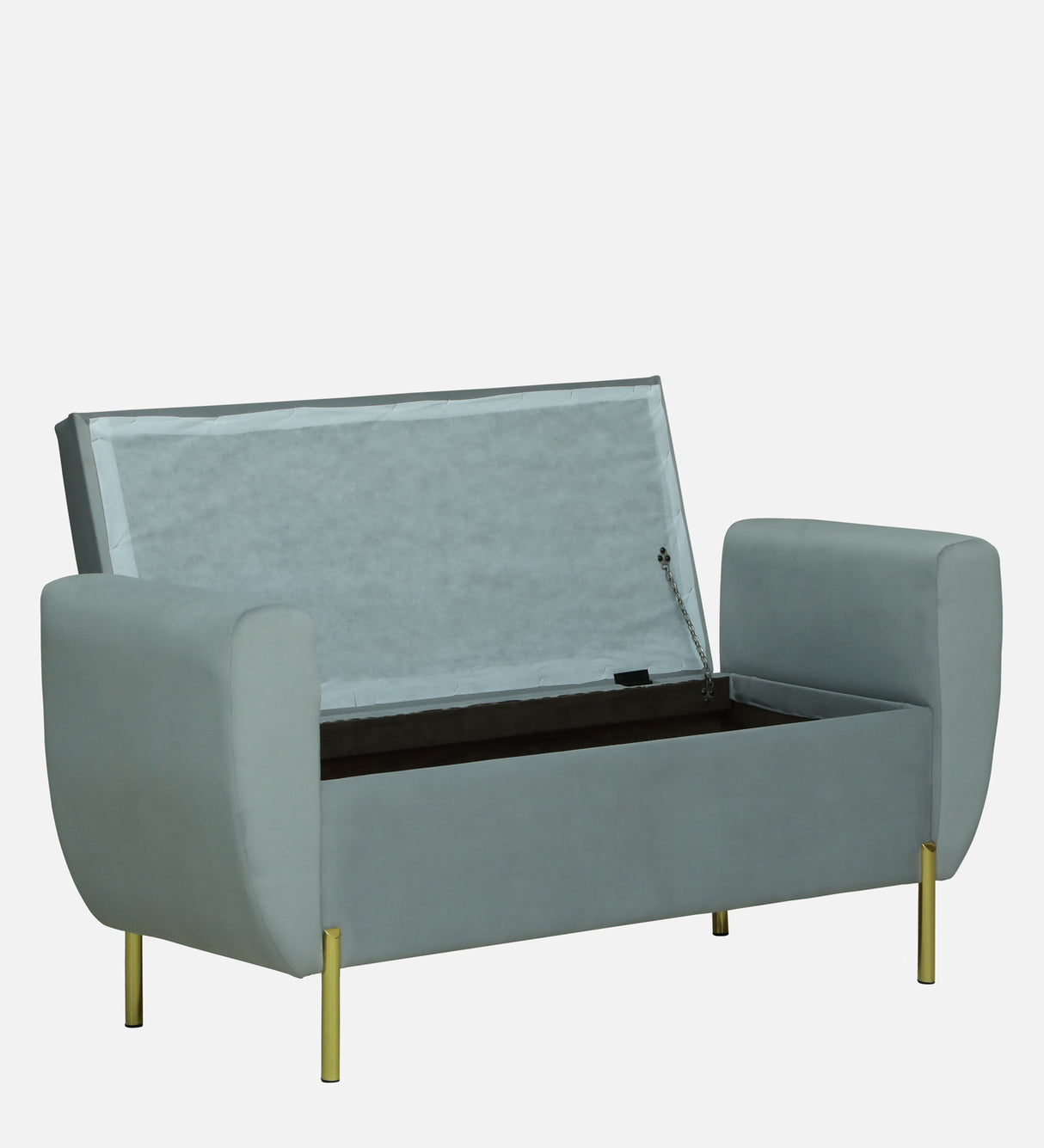 ELLEY Upholstered Ottoman Bench With Storage - 12 Months Warranty(Grey)