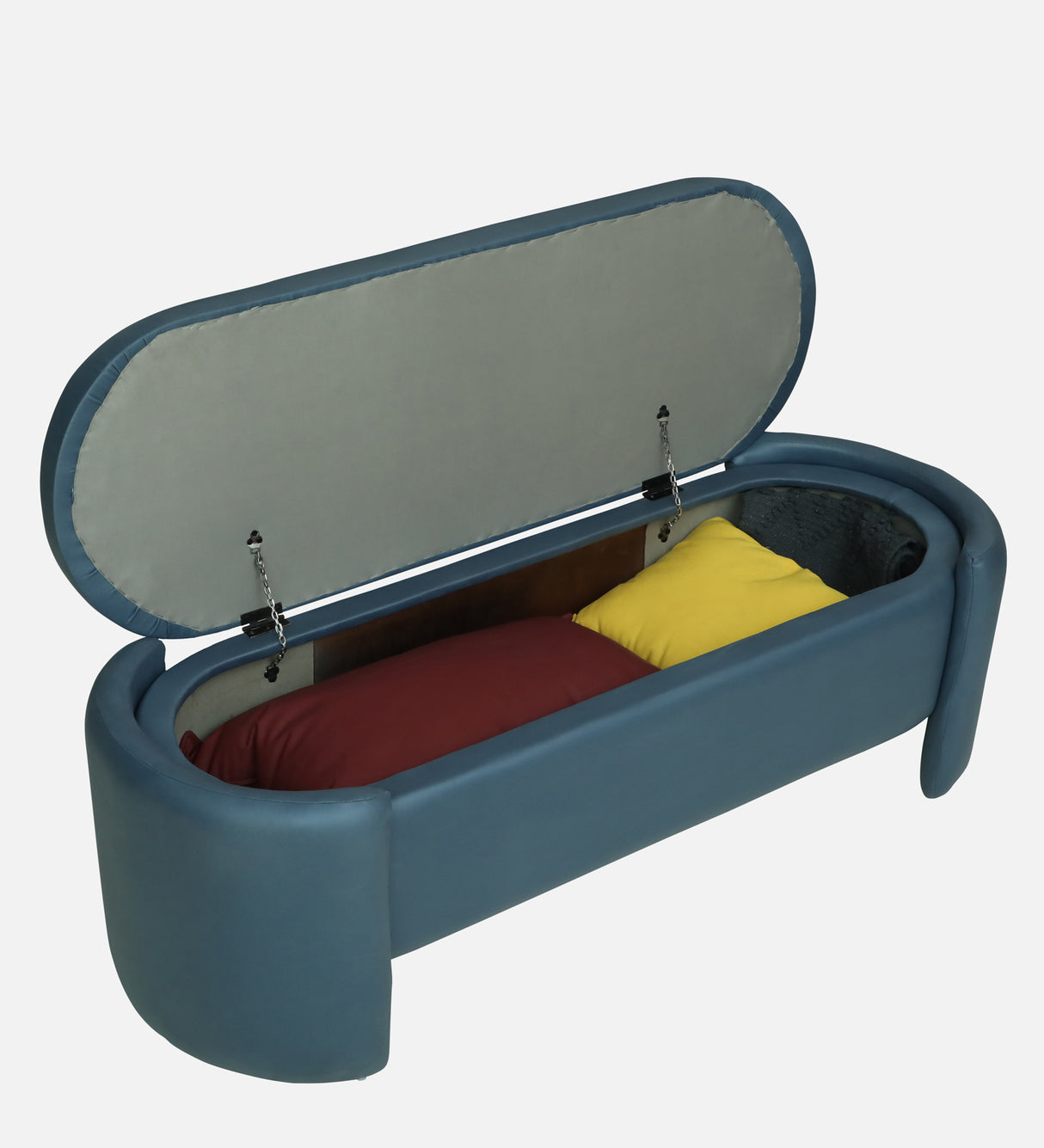 LOUISE Upholstered Ottoman Bench With Storage - 12 Months Warranty(Teal Blue)