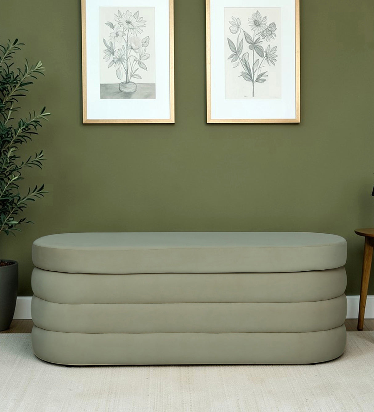 EMPEROR Upholstered Ottoman Bench With Storage - 12 Months Warranty(Cream)