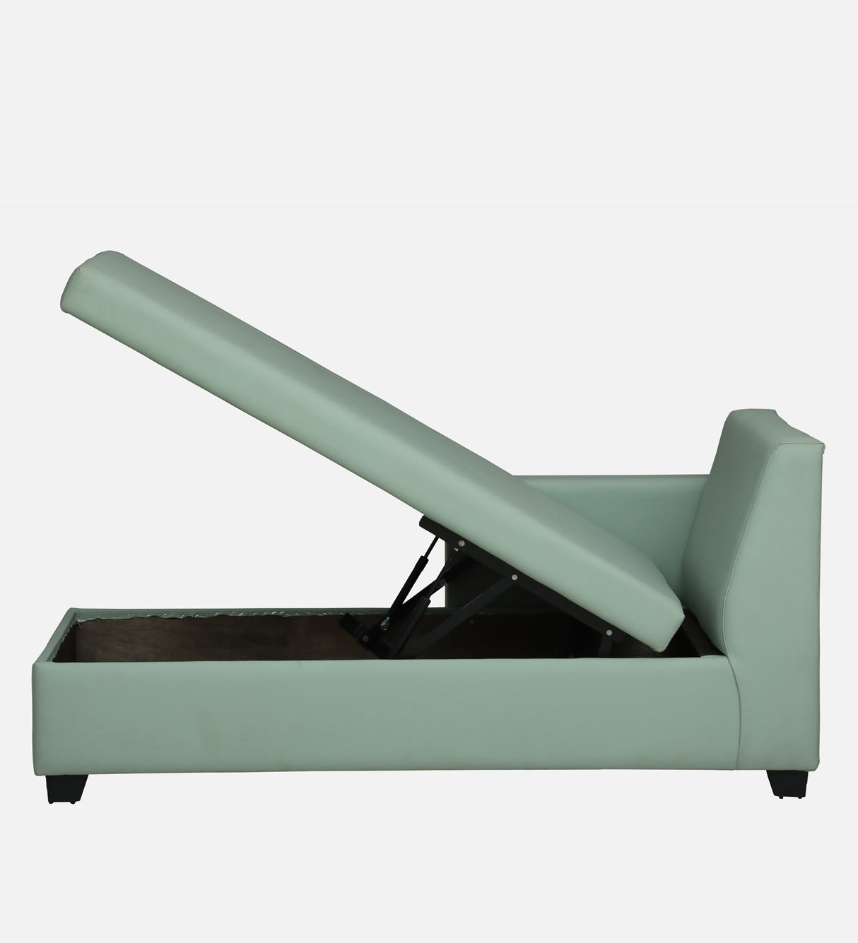 Mayor Leatherette Fabric LHS Lounger With Hydraulic Storage In Oasis Color