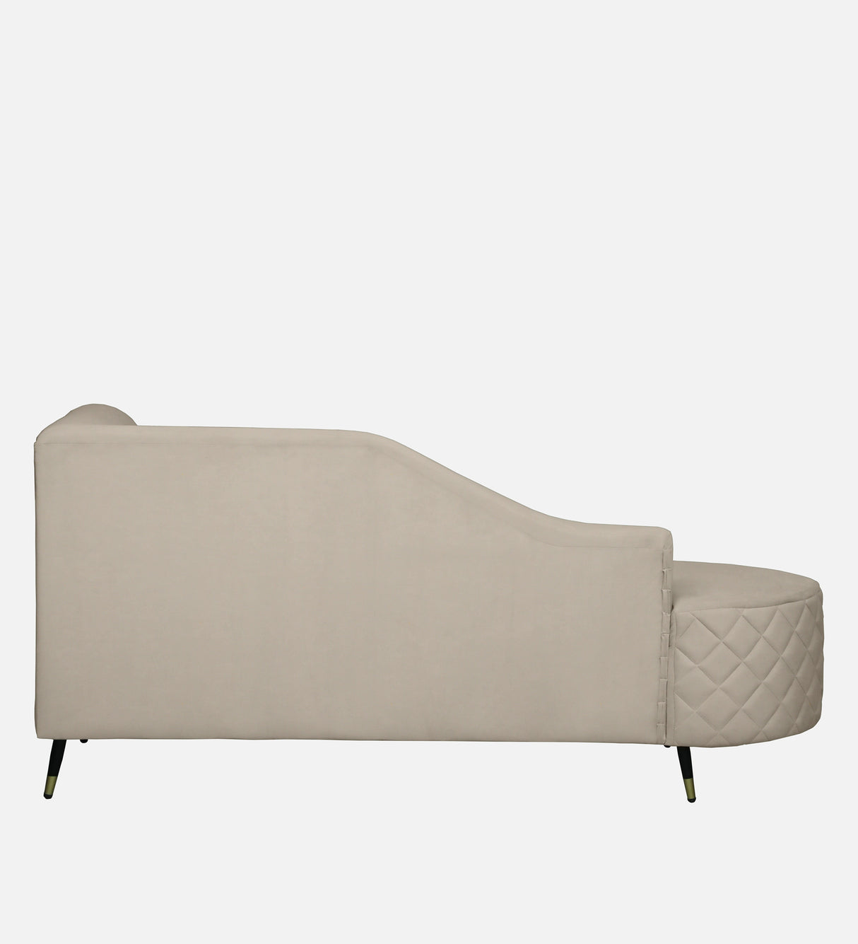 Victoria Velvet Fabric LHS Lounger In Cream Color
