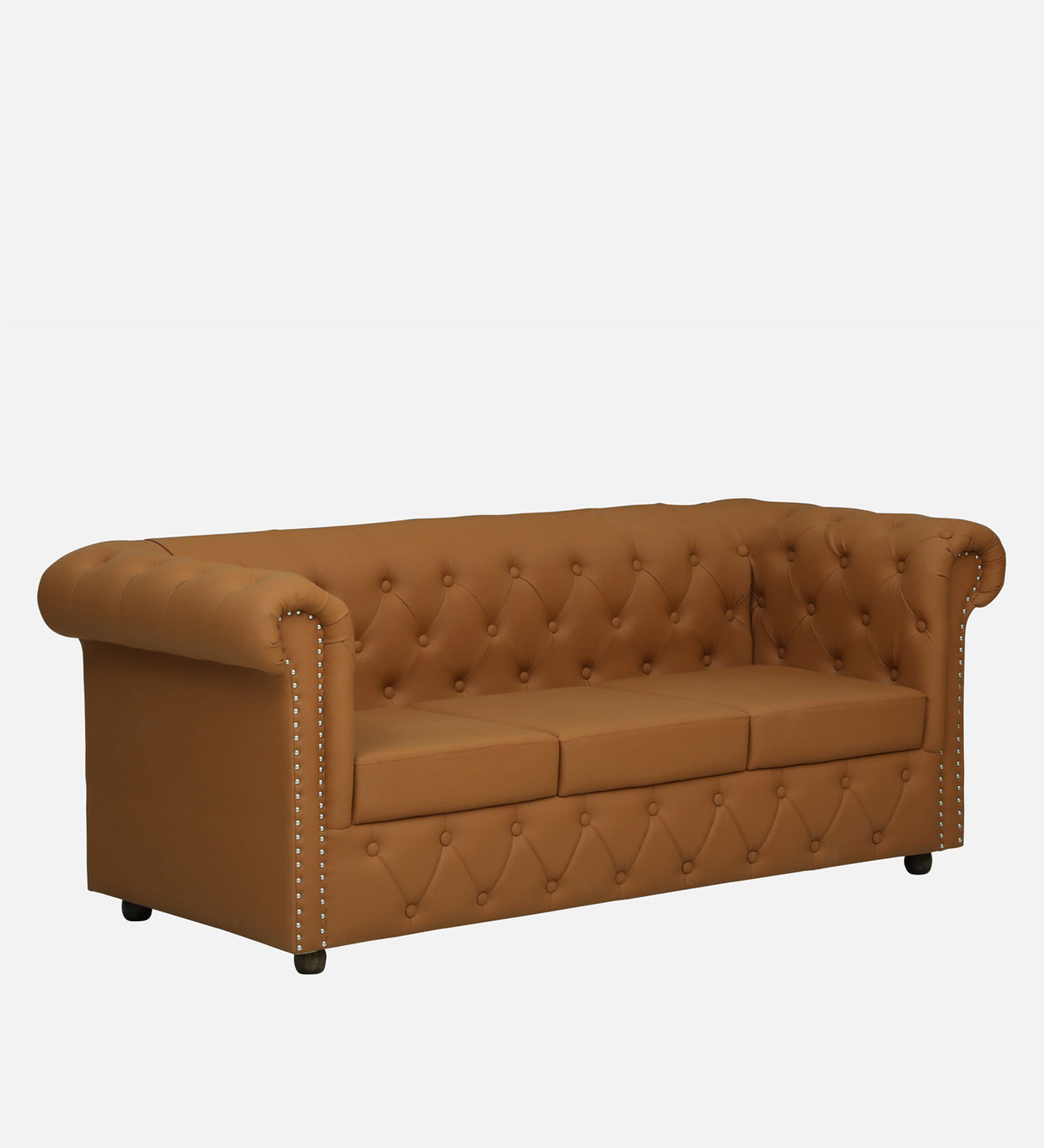 RAJ Three Seater Upholstered Sofa Leatherette - 12 Months Warranty - SAFFARON